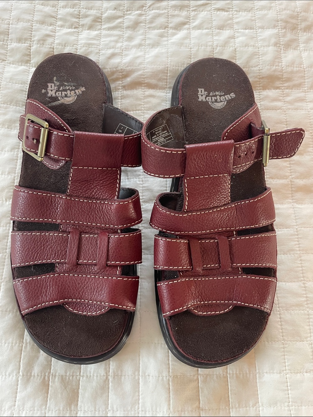 Dr. Martens Brigid Red Wine Leather Multi-Strap Buckle Sandals size 9 US 7 UK